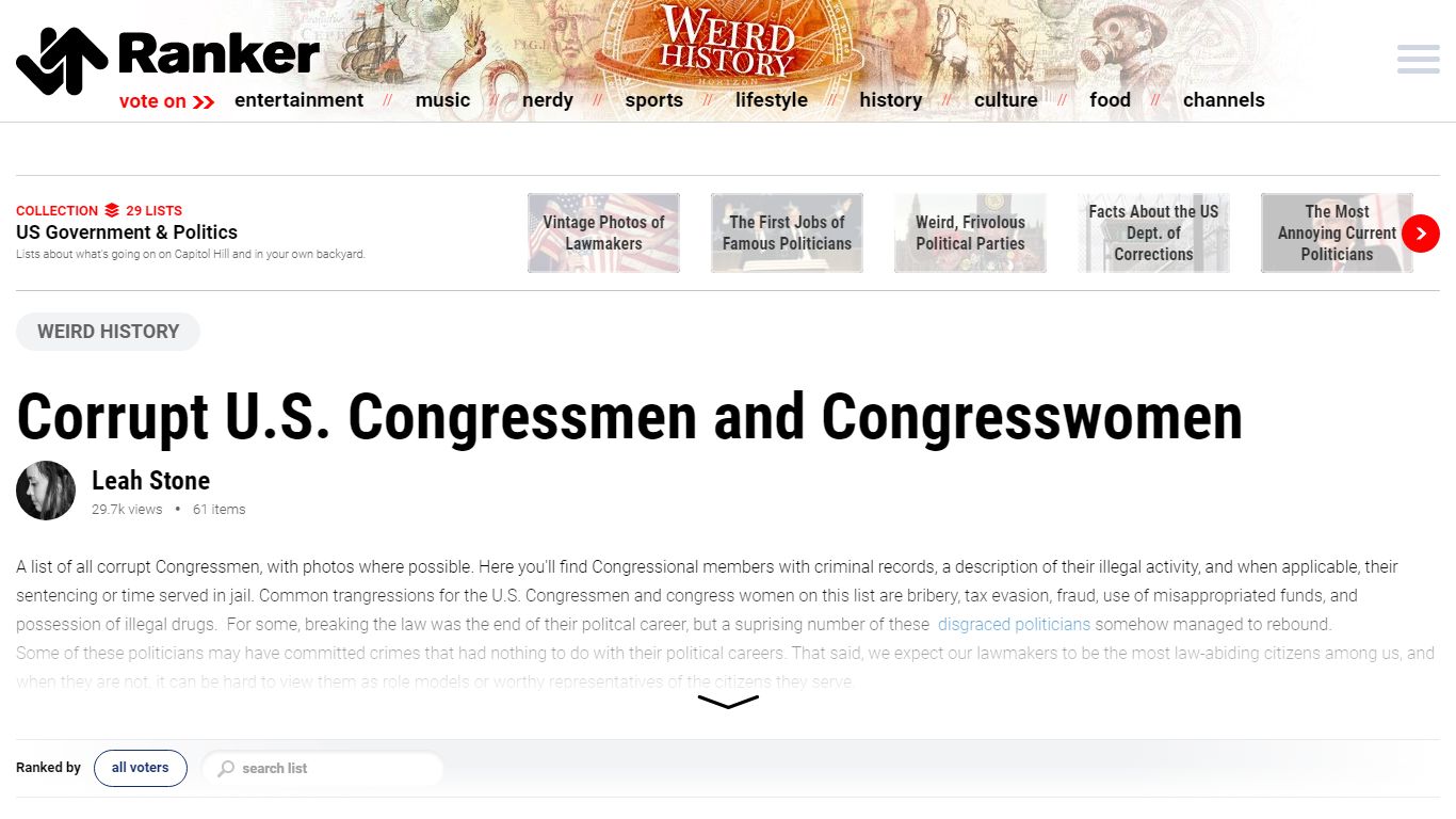 Congressional Corruption: List of all Corrupt Congressmen - Ranker